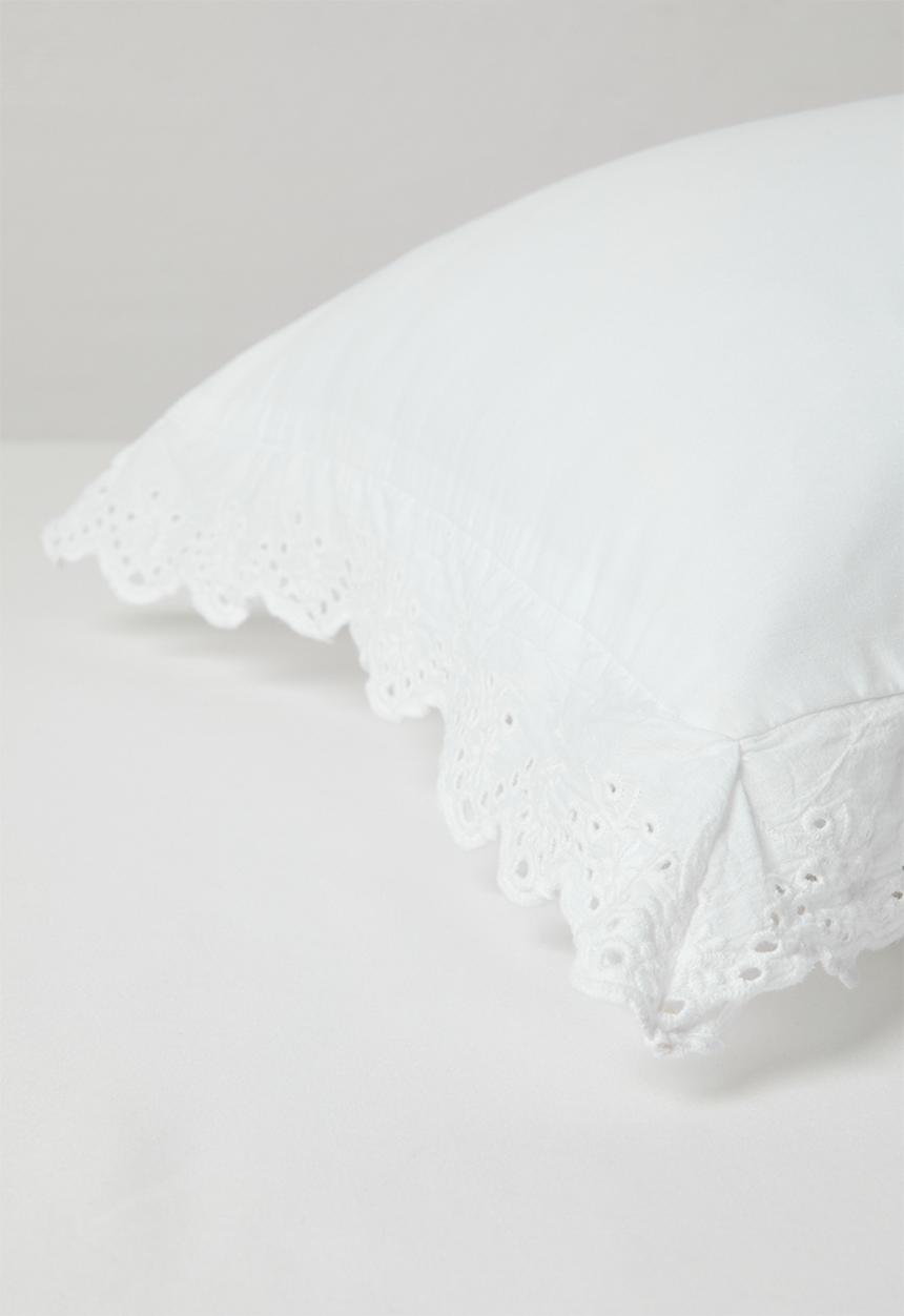 Sixth Floor - Cotton Broderie Anglaise Pleated 2pk Std Pillowcase - white