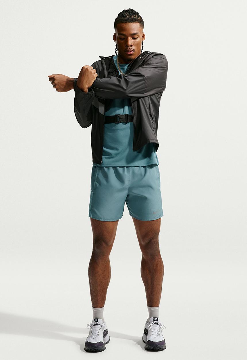 Nike - Nike Miler Dri Fit 5Inch Brief Lined Running Shorts - Smokey Blue/Cerulean/Reflective Silv