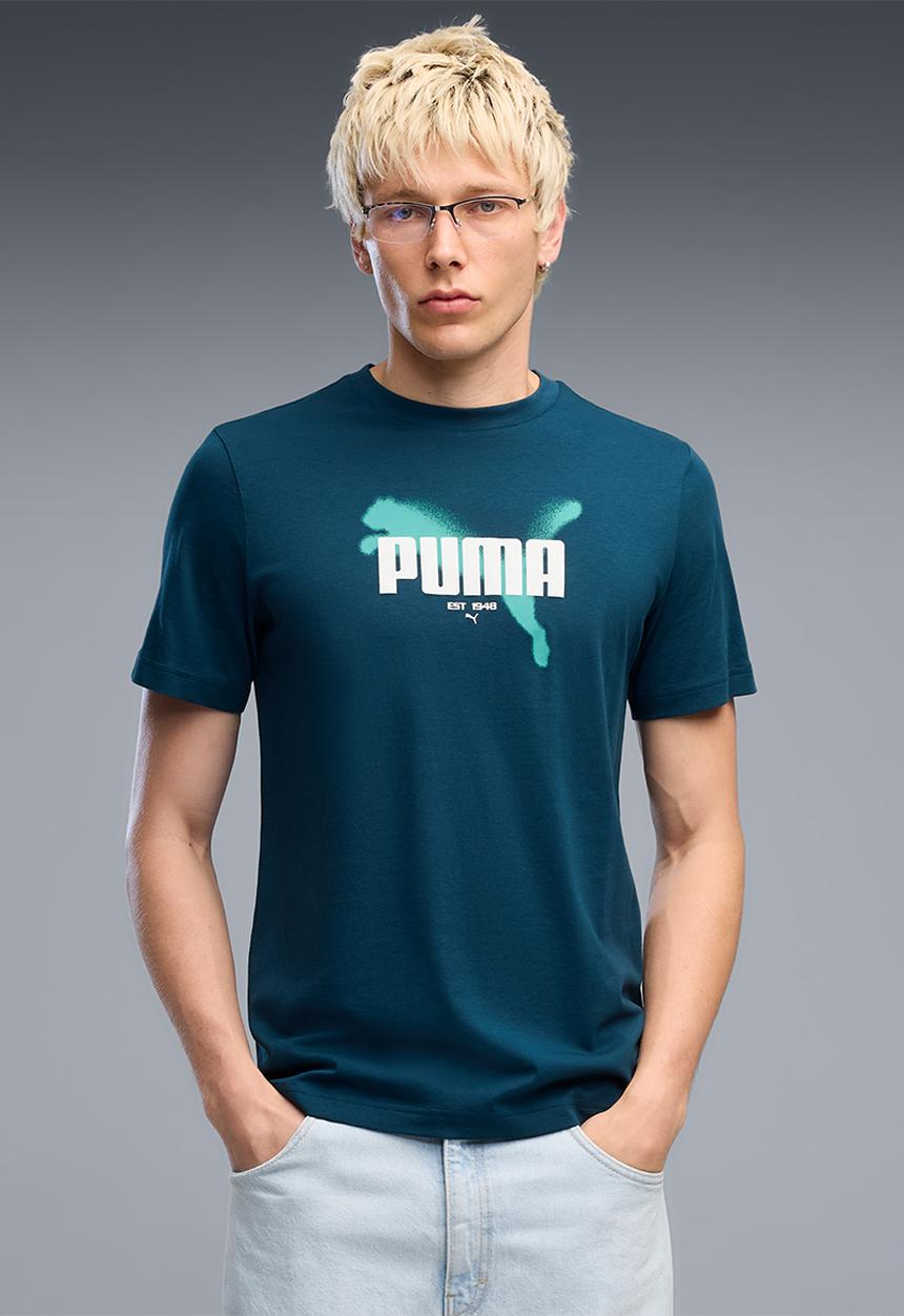 PUMA - Graphic Branded T-shirt - Blue