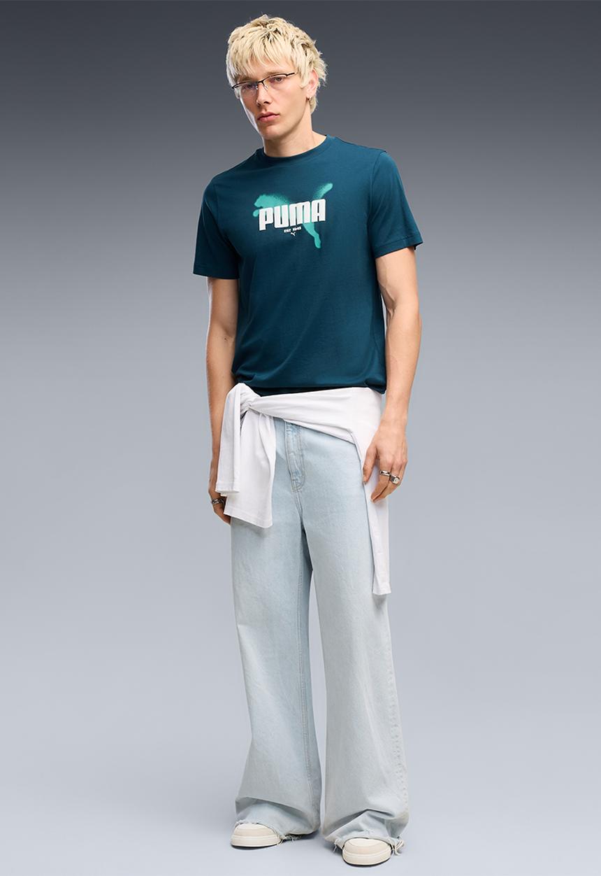 PUMA - Graphic Branded T-shirt - Blue