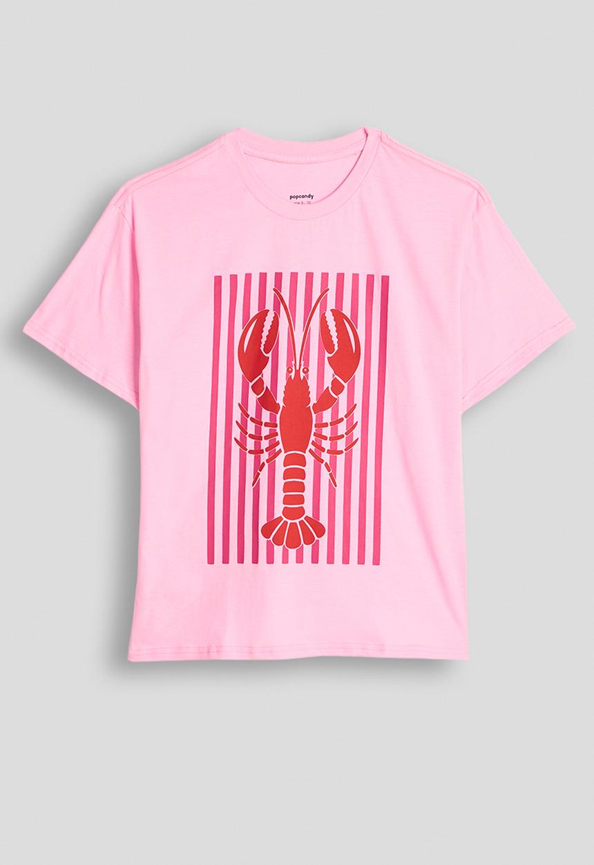 Pop Candy - Lobster graphic drop shoulder tee - pink