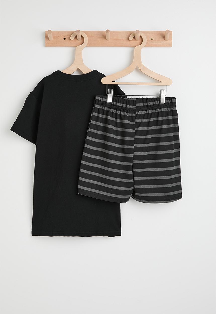 Pop Candy - Pj set - black/charcoal stripe