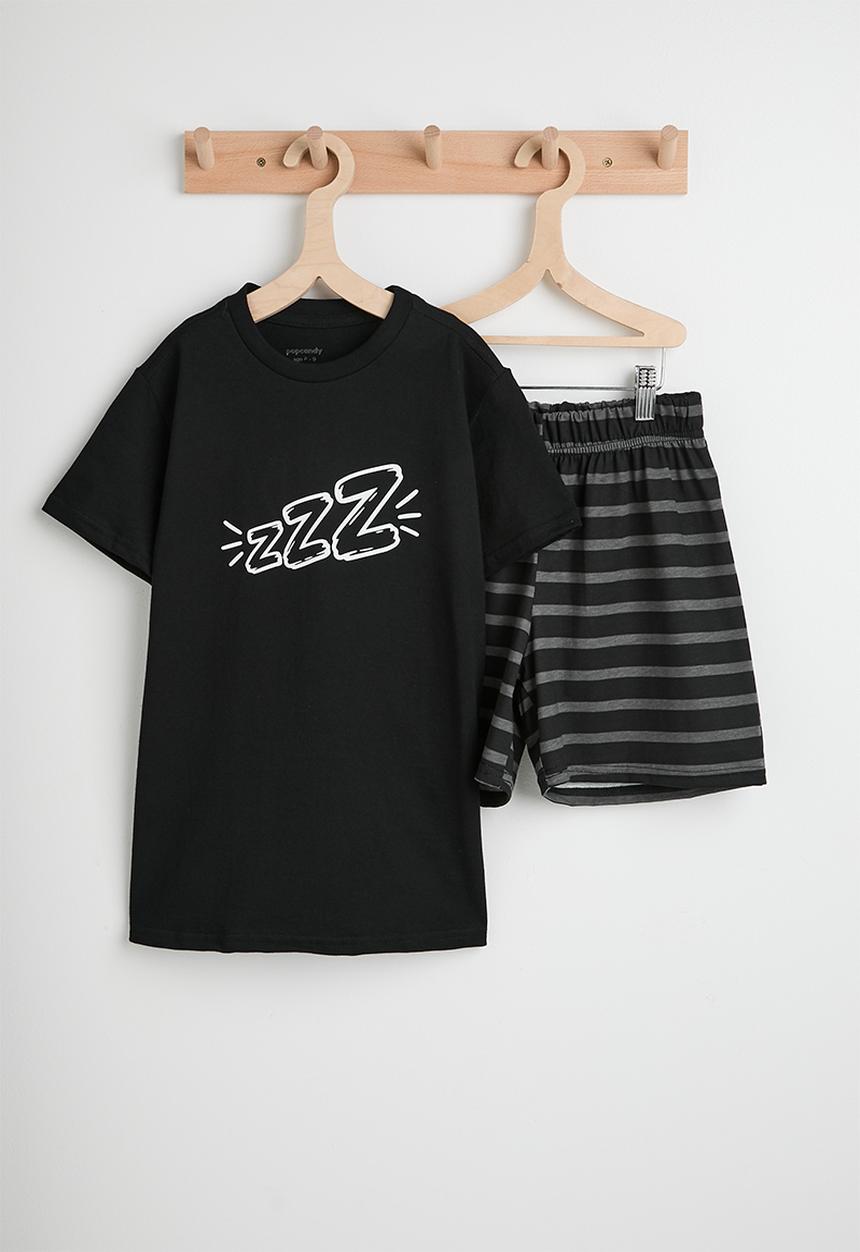 Pop Candy - Pj set - black/charcoal stripe