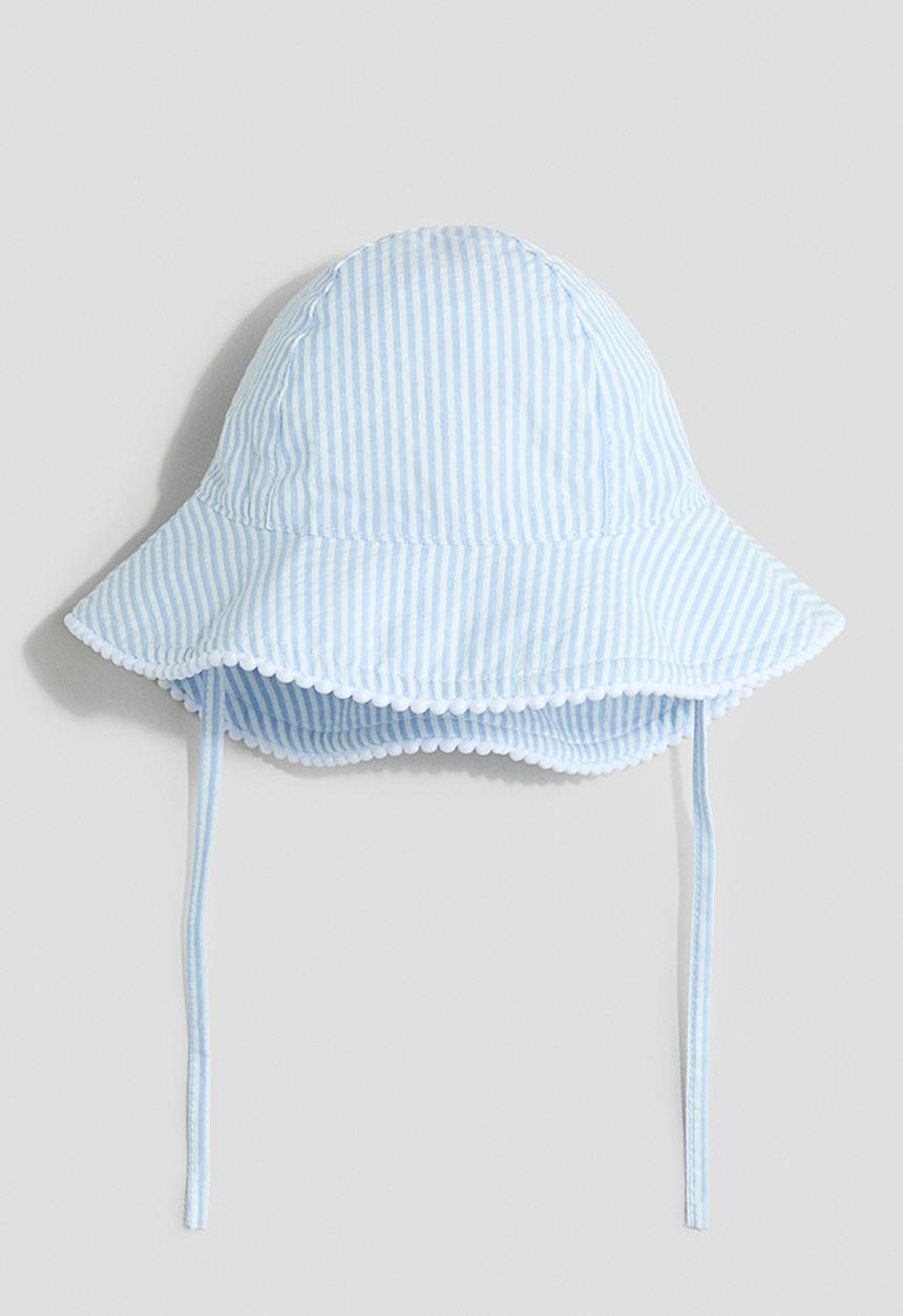 H&M - Patterned cotton sun hat - light blue/white striped