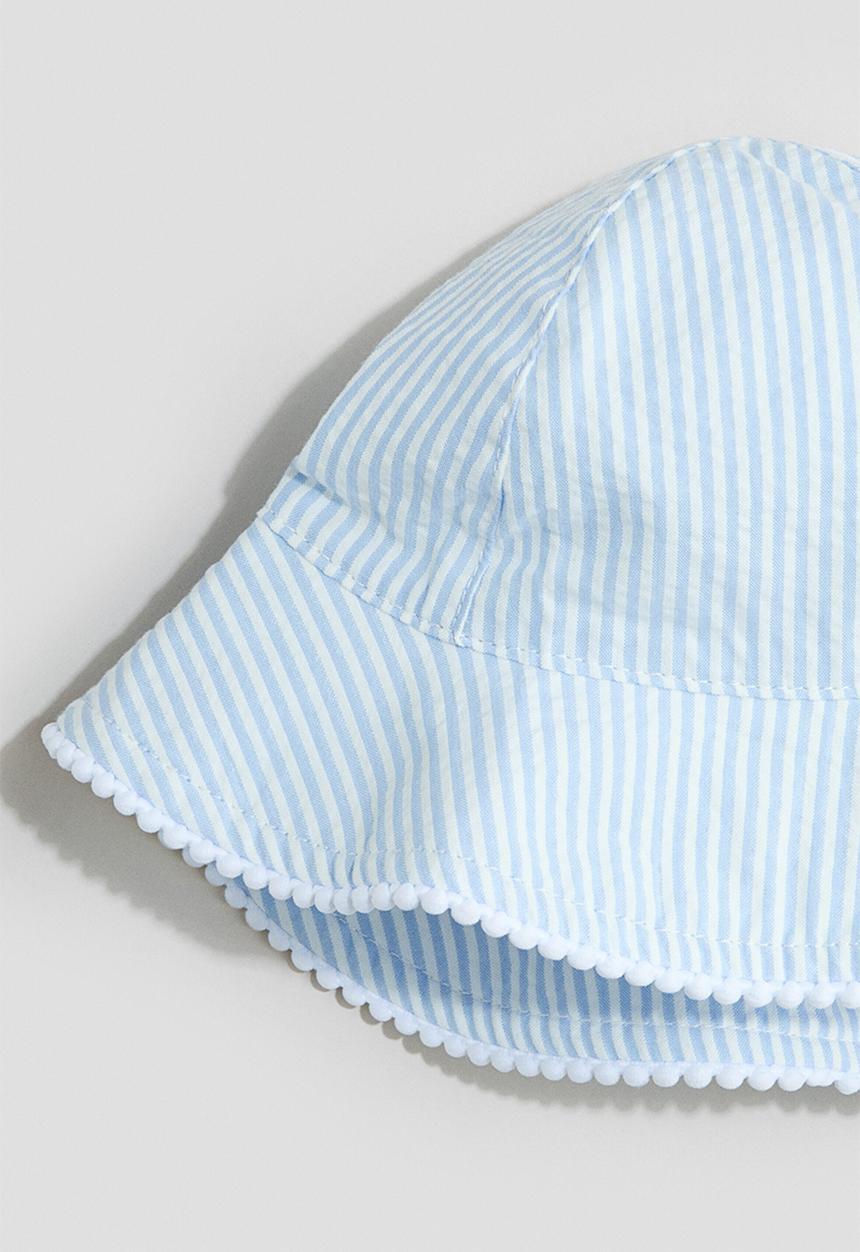H&M - Patterned cotton sun hat - light blue/white striped