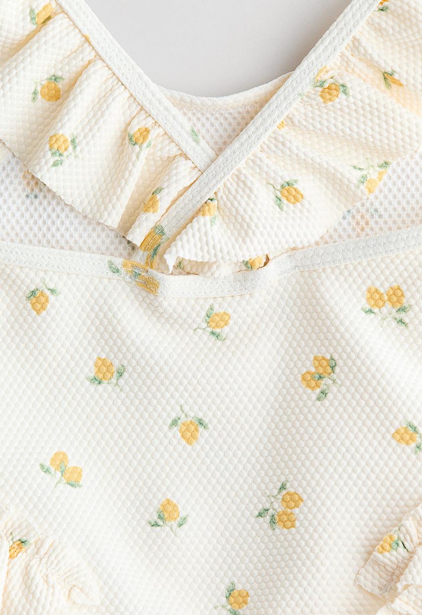 H&M - Flounce-trimmed swimsuit - white/lemons