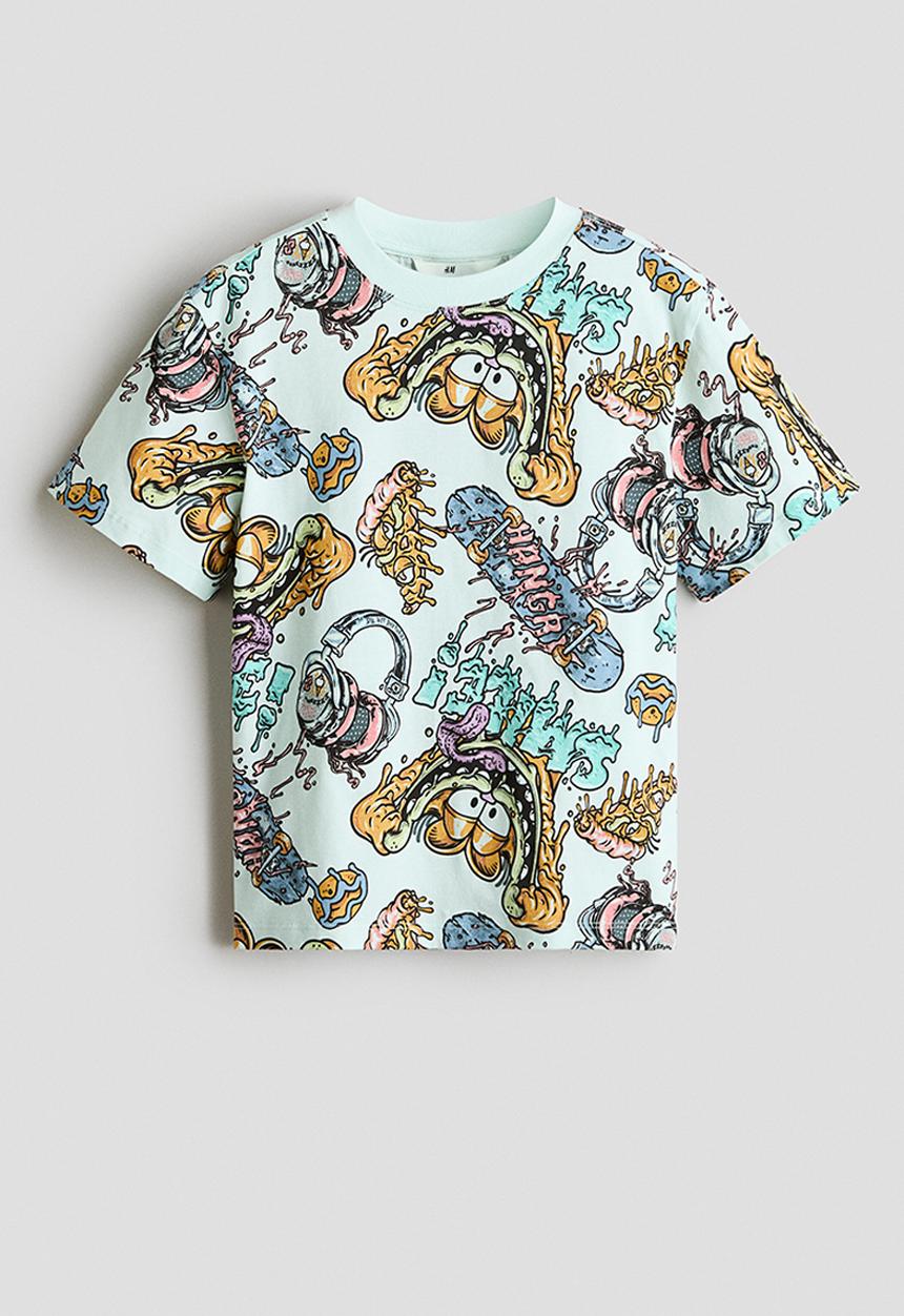 H&M - Printed t-shirt - turquoise/garfield