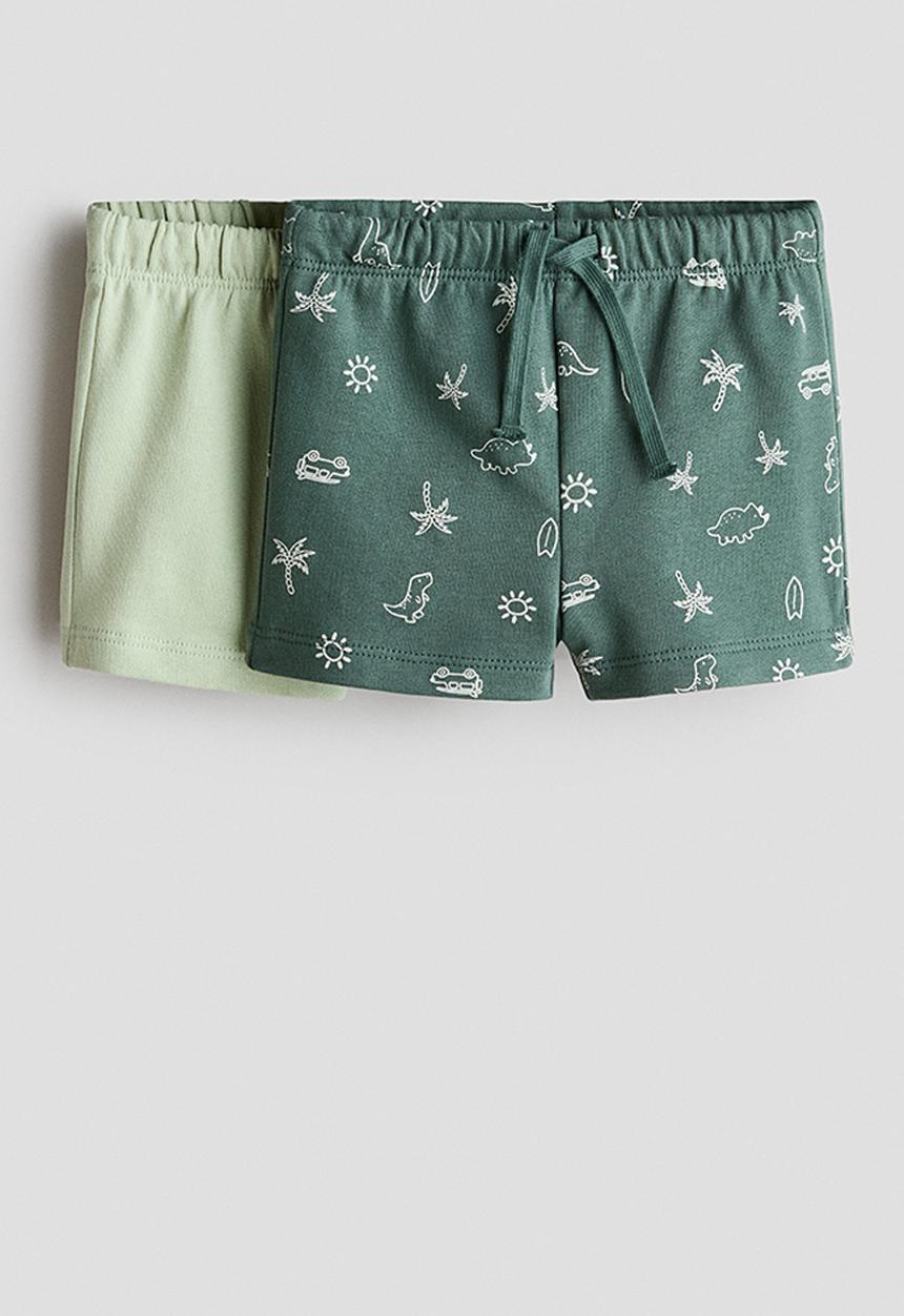 H&M - 2-pack sweatshorts - light green/palm trees