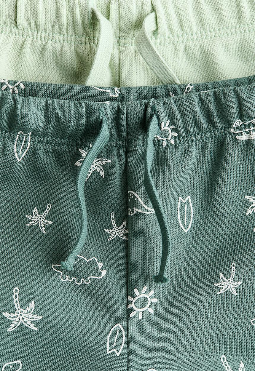 H&M - 2-pack sweatshorts - light green/palm trees