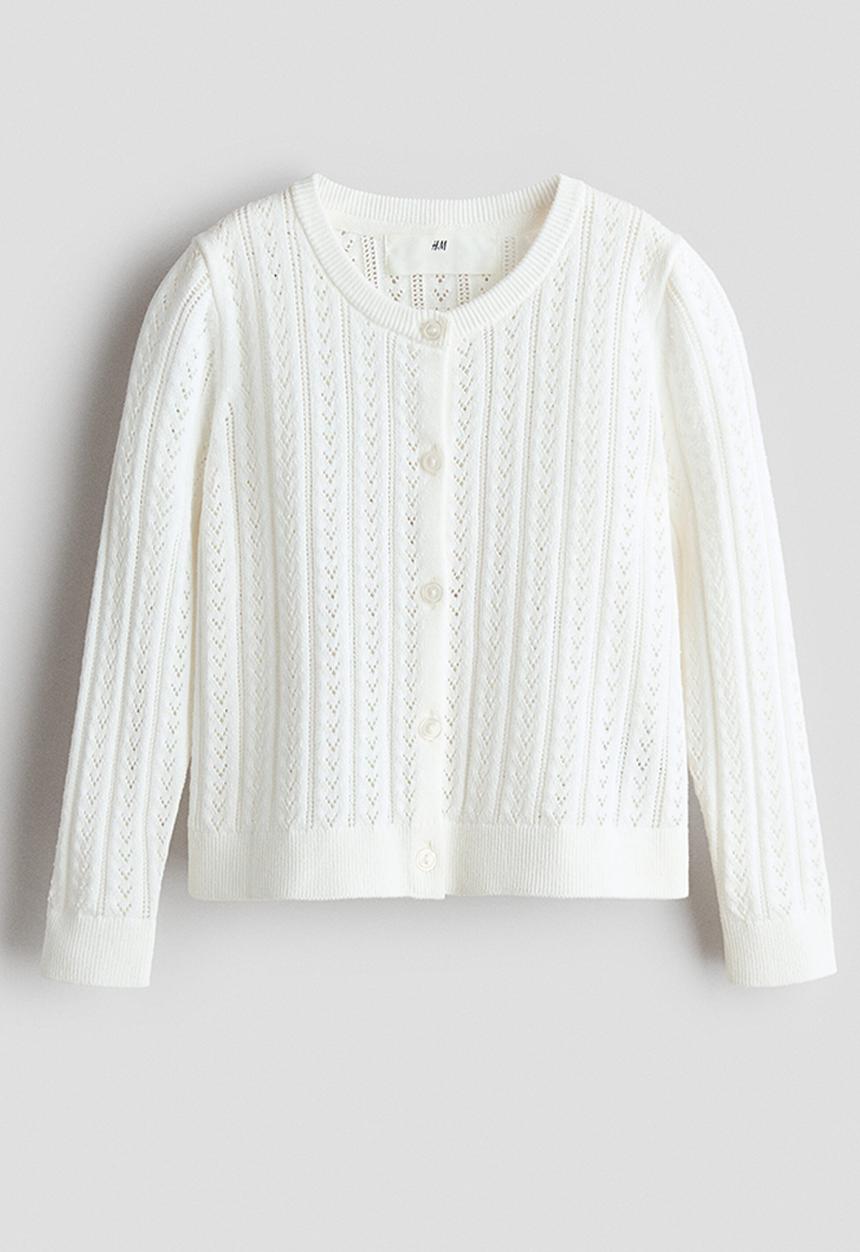 H&M - Pointelle-knit cotton cardigan - white