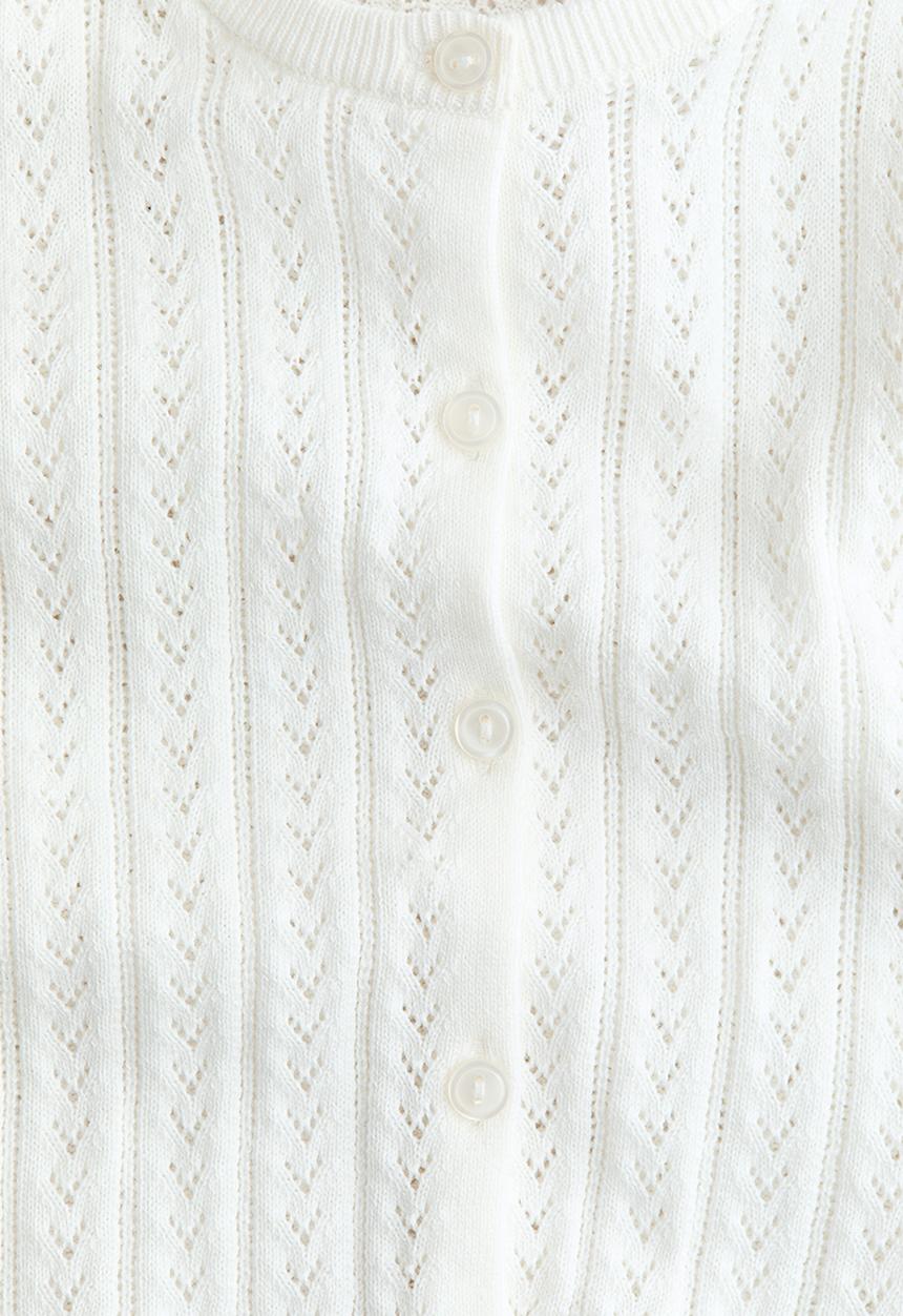 H&M - Pointelle-knit cotton cardigan - white