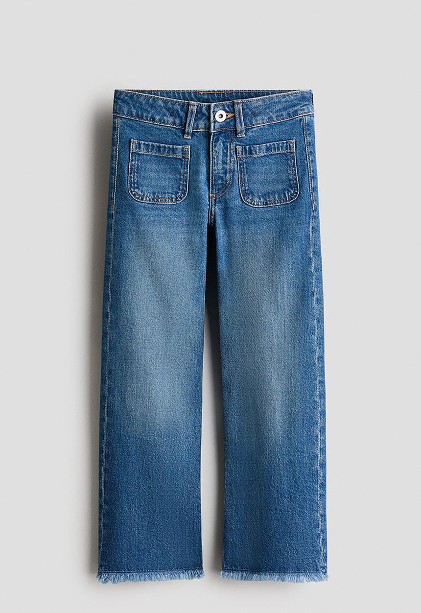H&M - Relaxed fit wide leg ankle jeans - denim blue