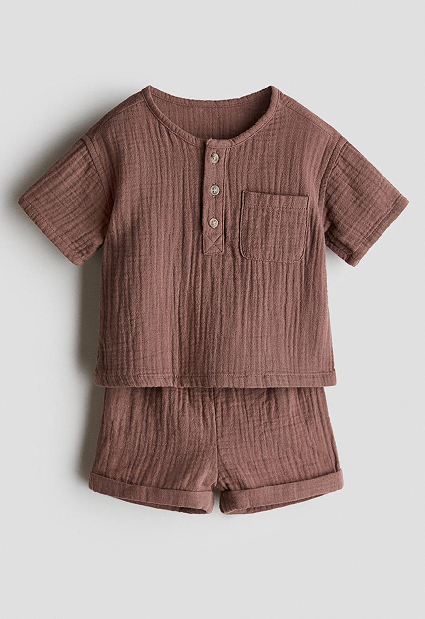 H&M - 2-piece top and shorts set - brown