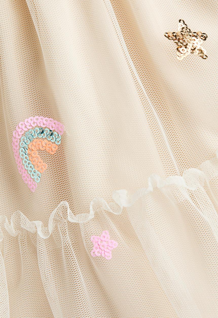 H&M - Tulle-skirt dress - cream/rainbows