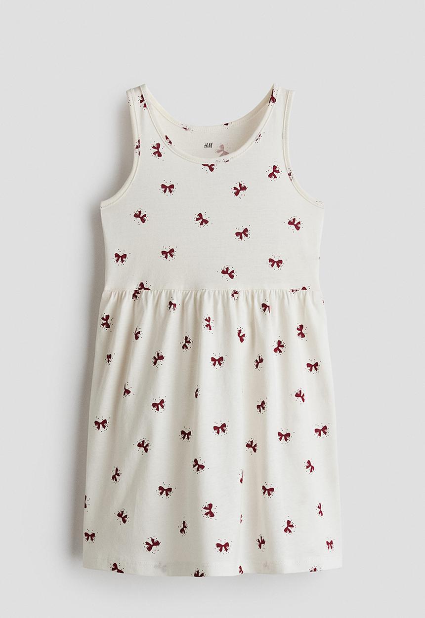 H&M - Printed cotton dress - cream/bows