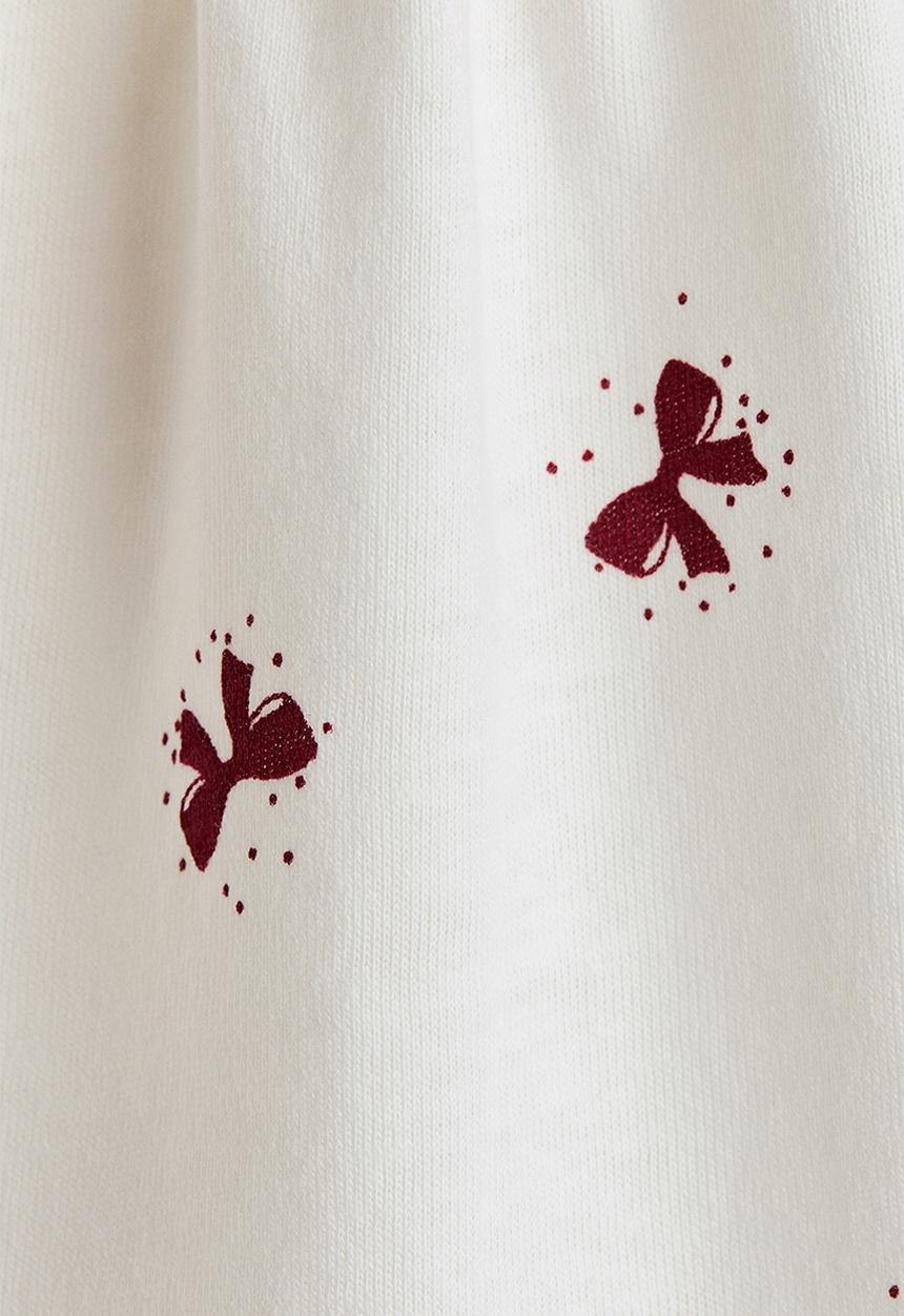 H&M - Printed cotton dress - cream/bows