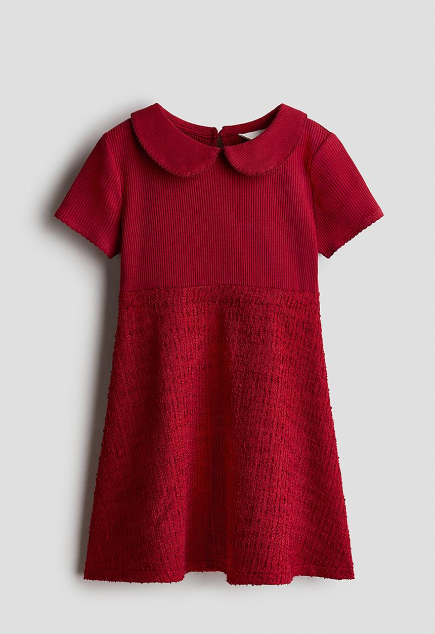 H&M - Flared-skirt collared dress - red