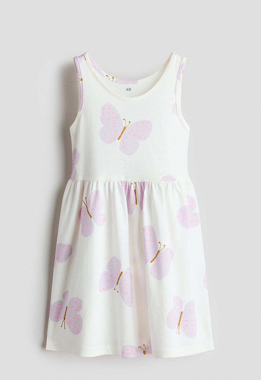 H&M - Patterned cotton dress - white/butterflies