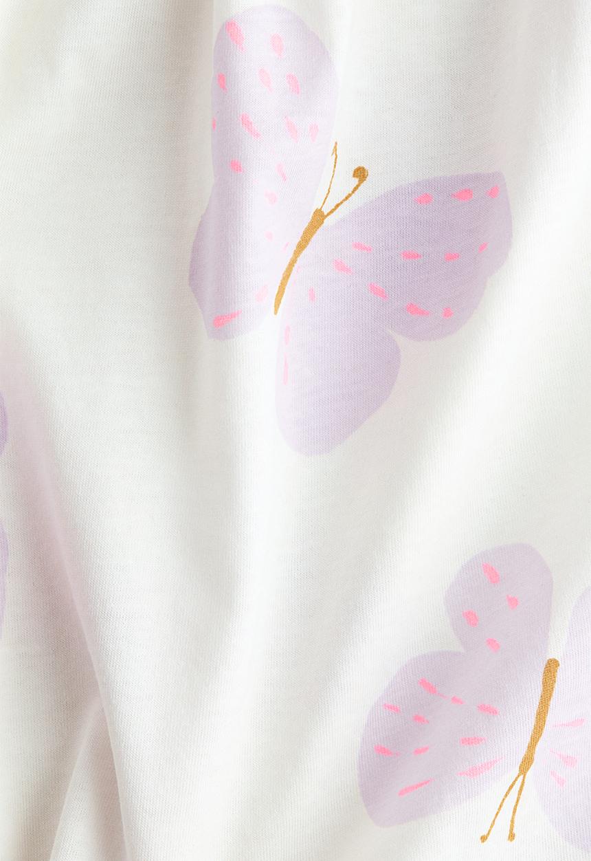 H&M - Patterned cotton dress - white/butterflies