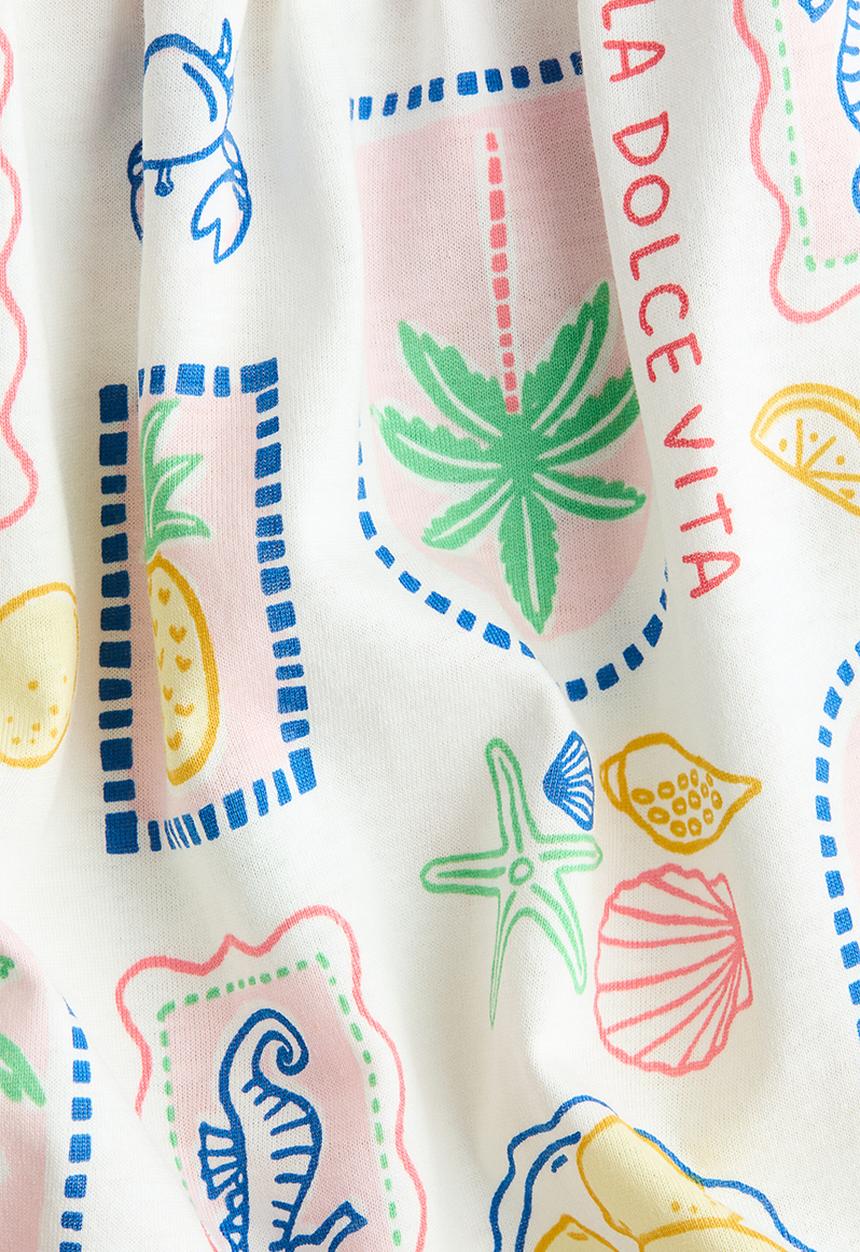 H&M - Patterned cotton dress - white/la dolce vita