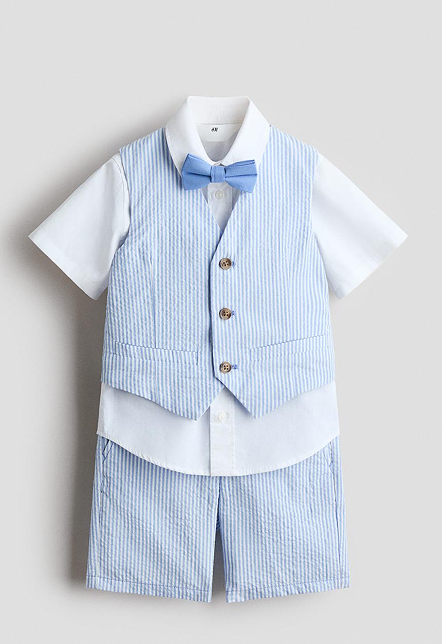 H&M - 4-Piece dressy set - light blue/striped
