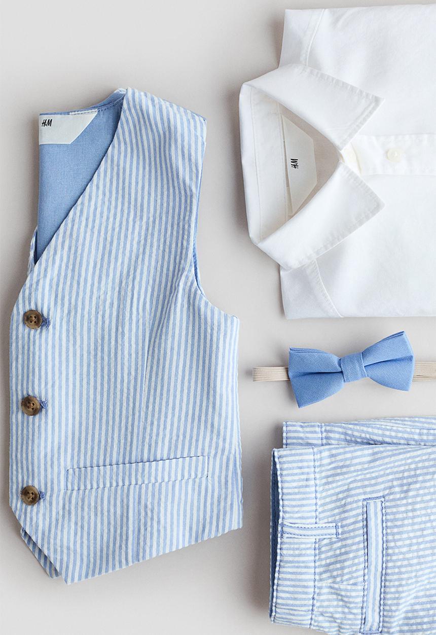 H&M - 4-Piece dressy set - light blue/striped