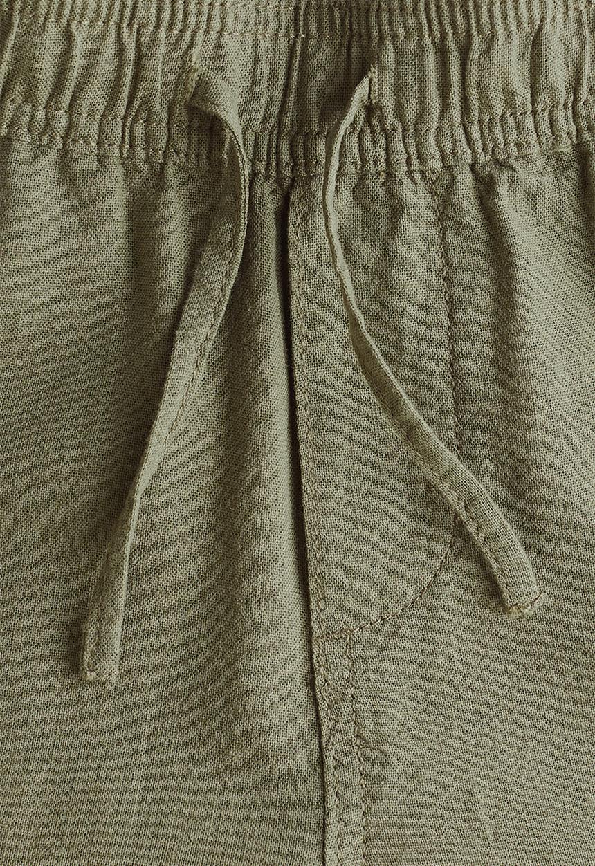 H&M - Linen-blend shorts - dark khaki green
