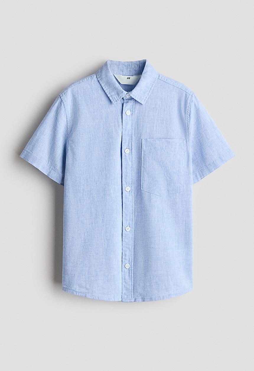 H&M - Linen-blend shirt - light blue
