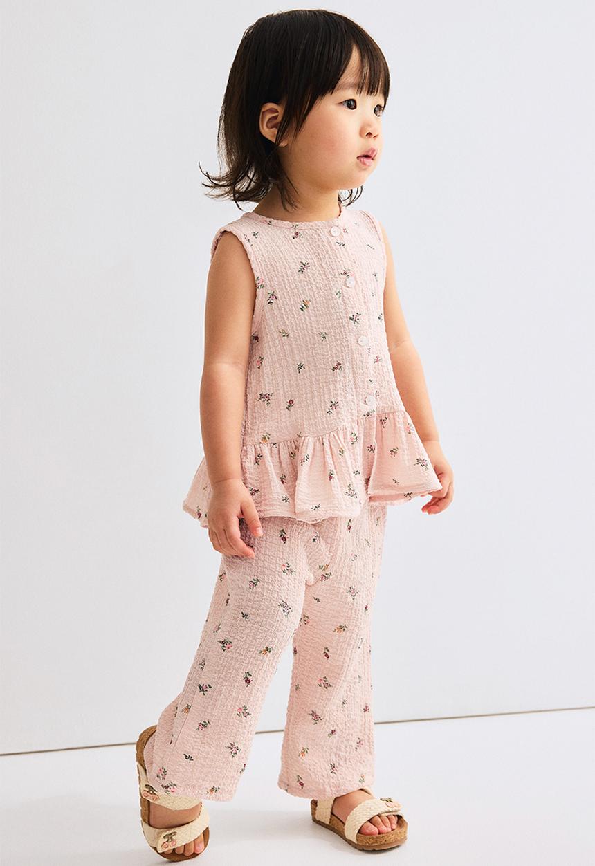 H&M - 2-Piece seersucker set - light pink/floral