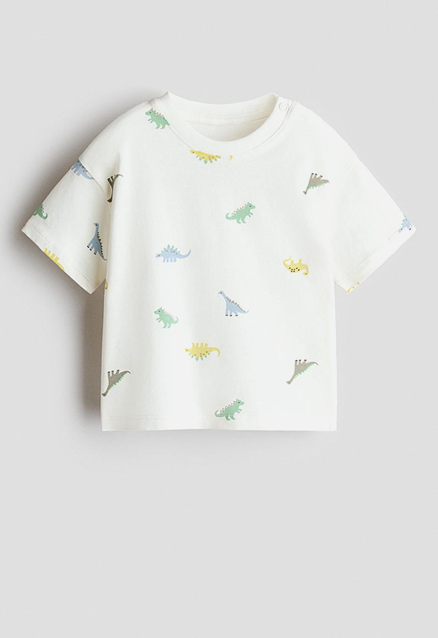 H&M - Printed cotton t-shirt - white/dinosaurs