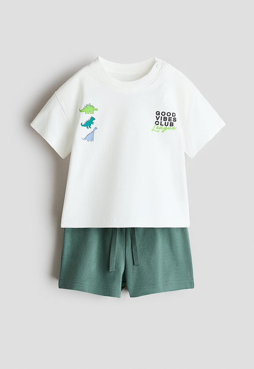 H&M - 2-Piece cotton set - green/good vibes club