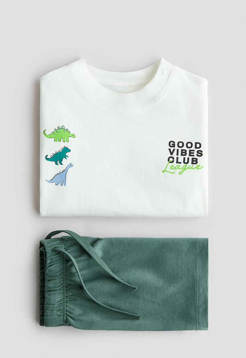 H&M - 2-Piece cotton set - green/good vibes club