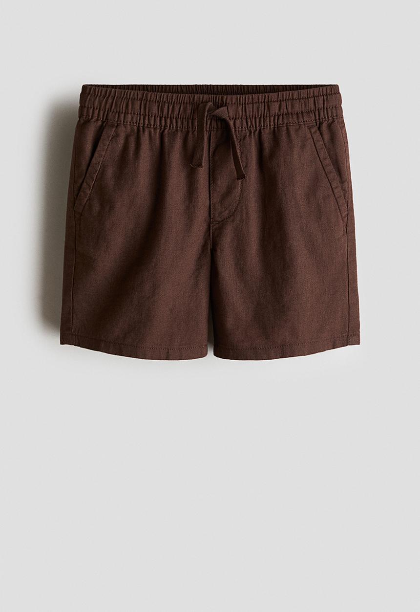 H&M - Linen-blend drawstring shorts - brown