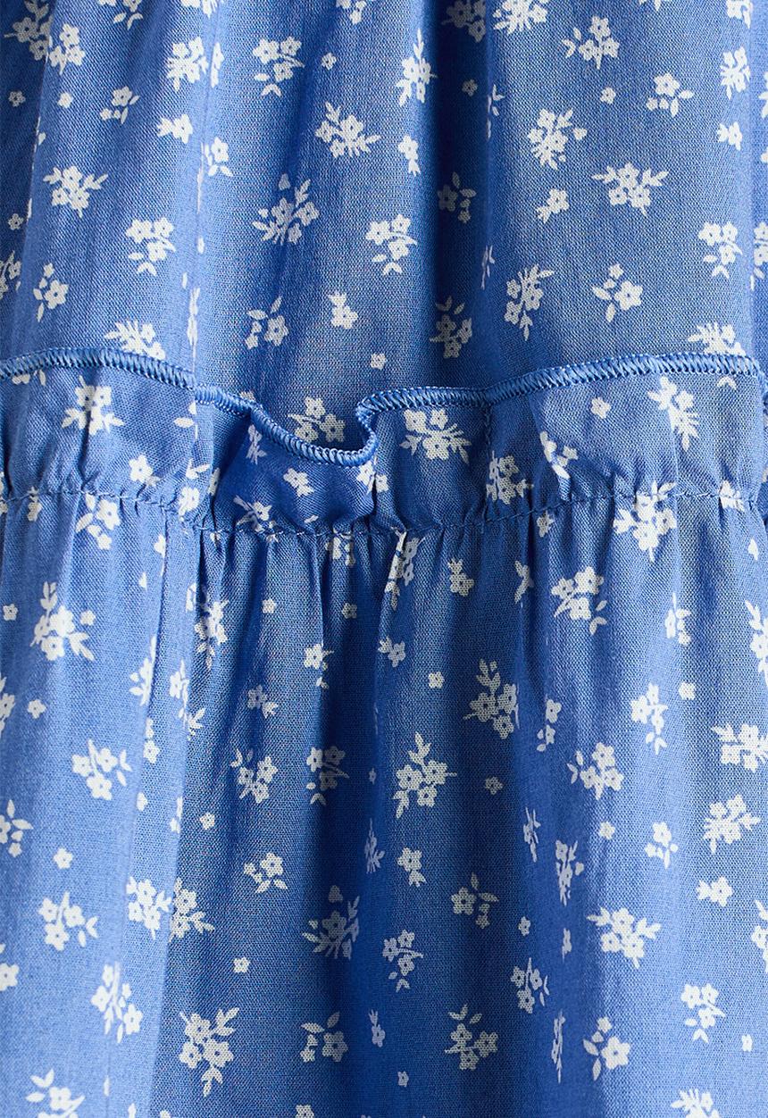 H&M - Tiered cotton dress - blue/floral