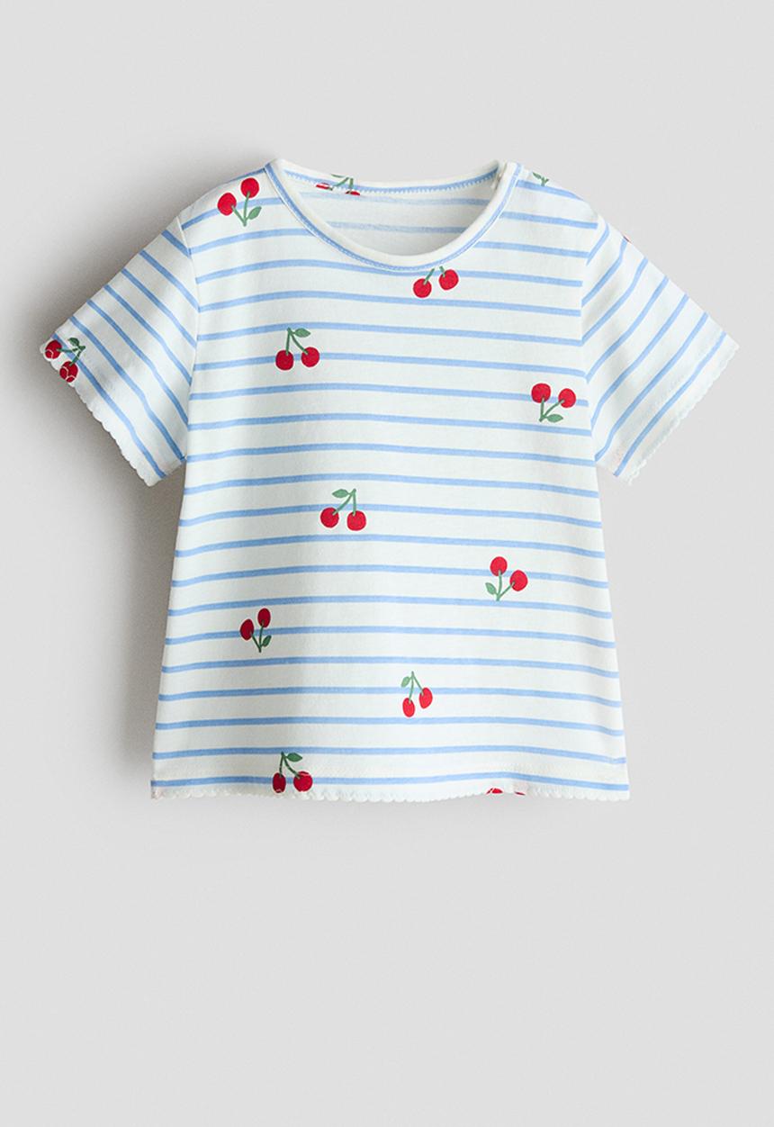 H&M - Printed cotton top - white/cherries