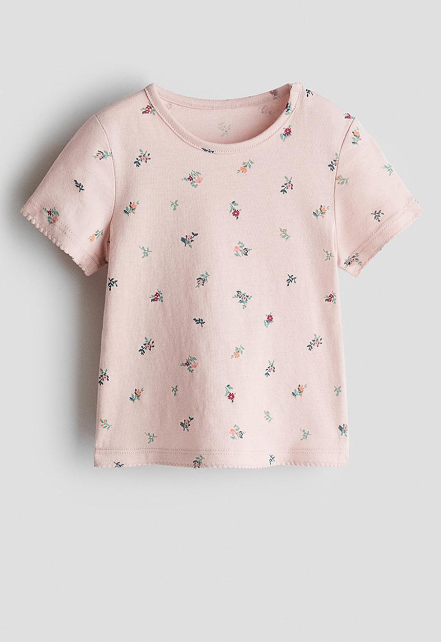H&M - Printed cotton top - light pink/floral