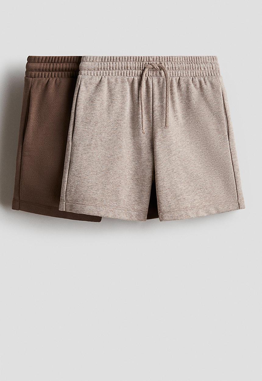 H&M - 2-pack sweatshorts - brown/beige marl