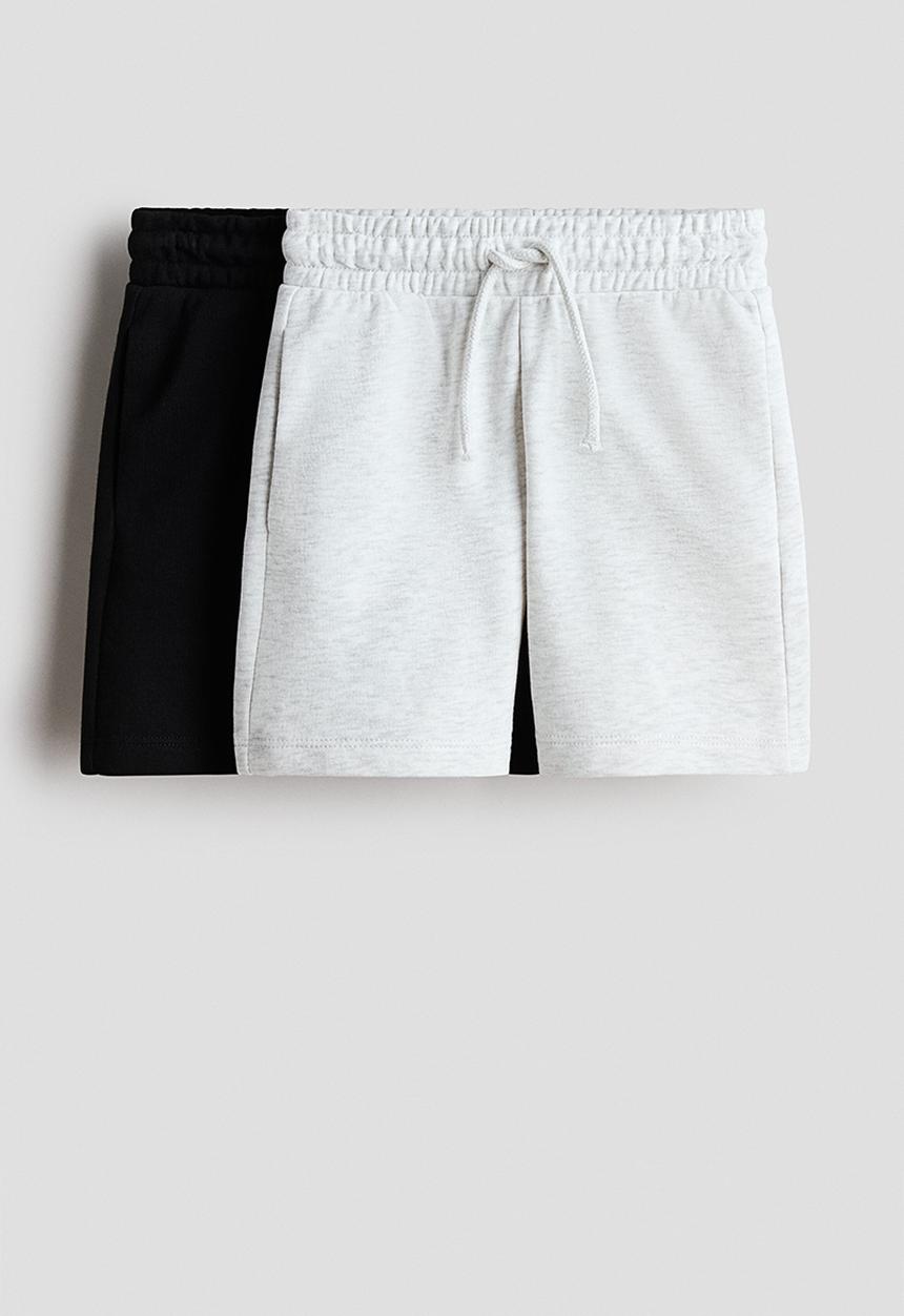 H&M - 2-pack sweatshorts - black/light grey marl