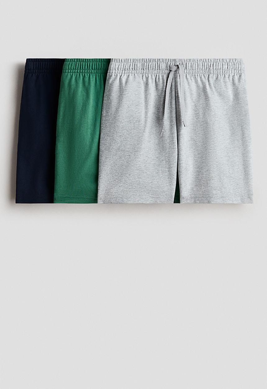 H&M - 3-pack cotton jersey shorts - navy blue/green
