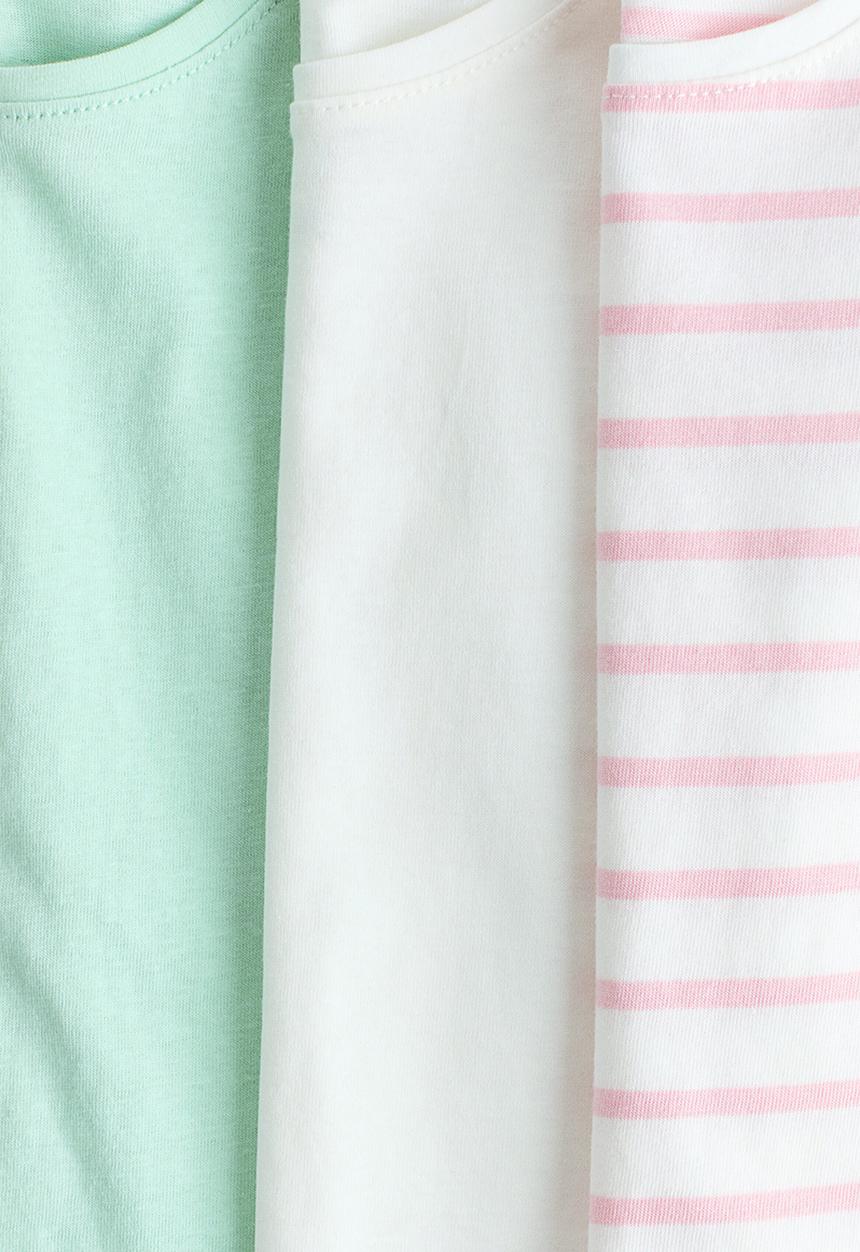 H&M - 3-pack flutter-sleeved tops - turquoise/striped