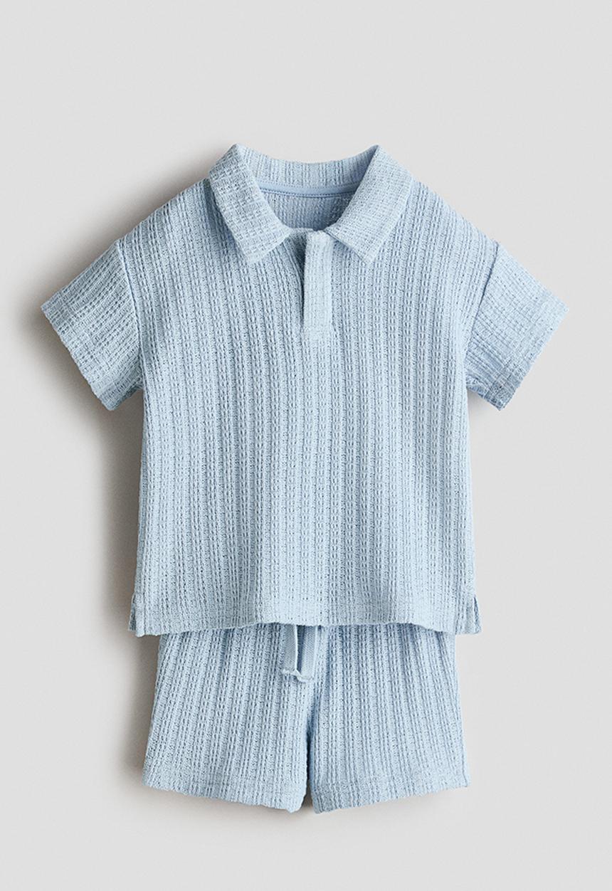 H&M - 2-piece pointelle-knit set - light blue