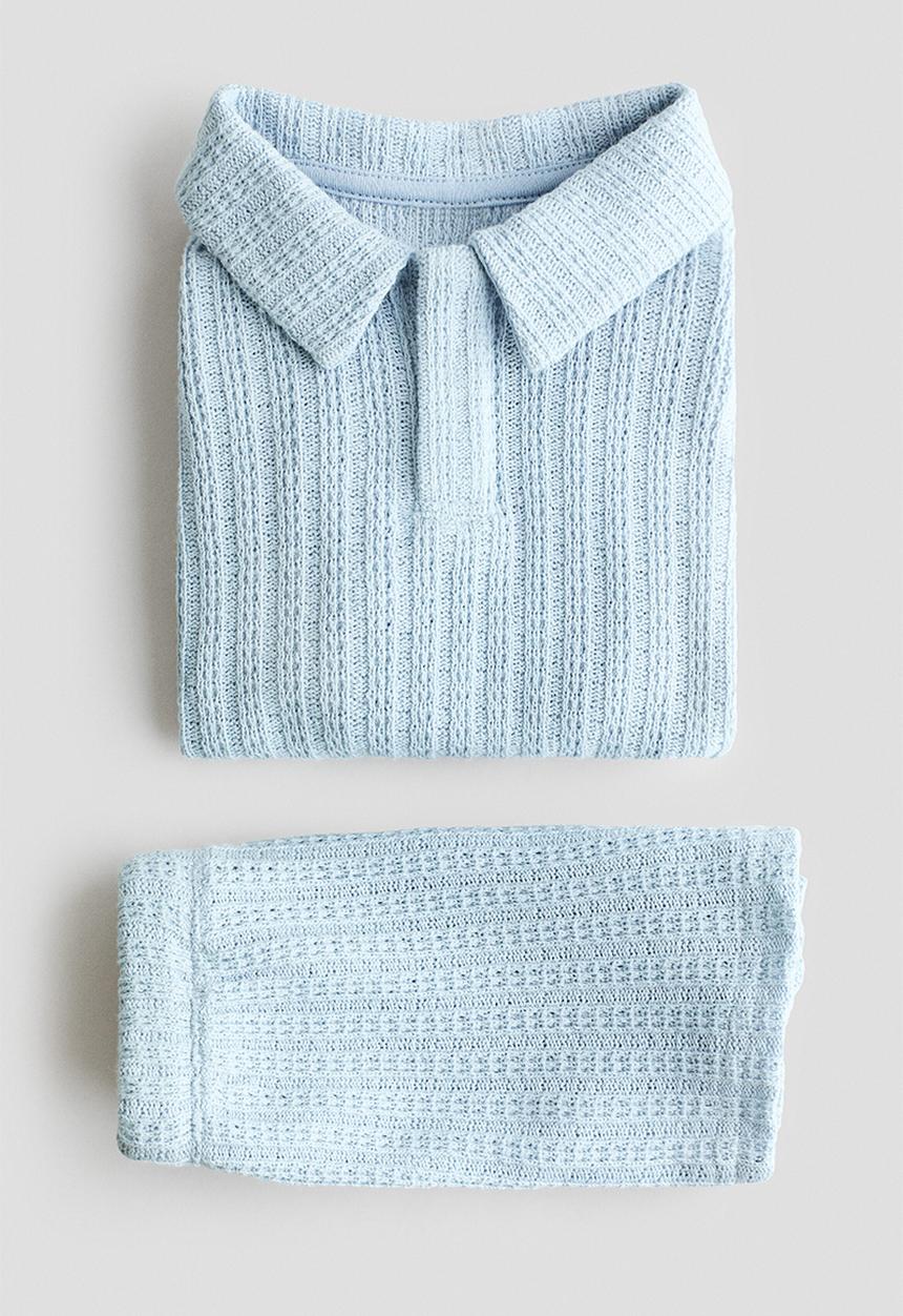 H&M - 2-piece pointelle-knit set - light blue