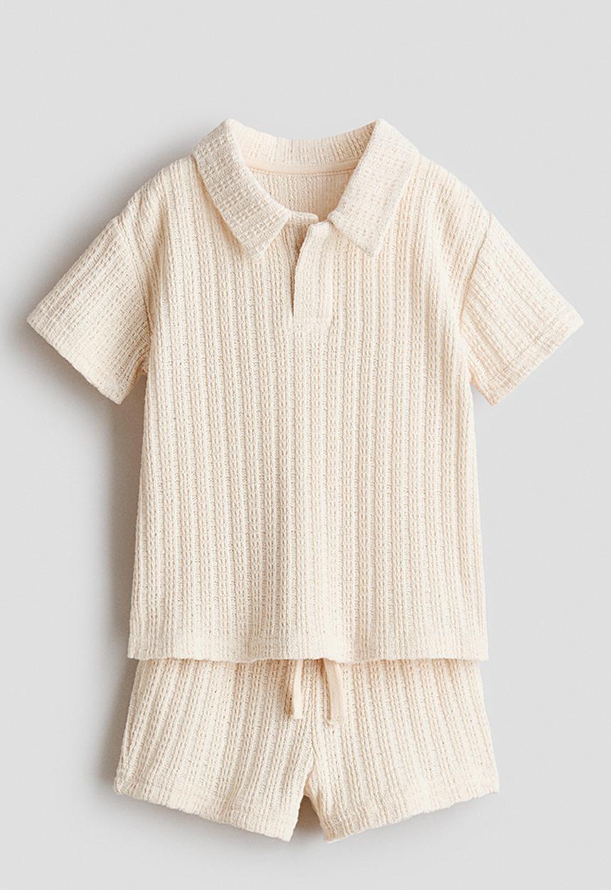 H&M - 2-piece pointelle-knit set - light beige