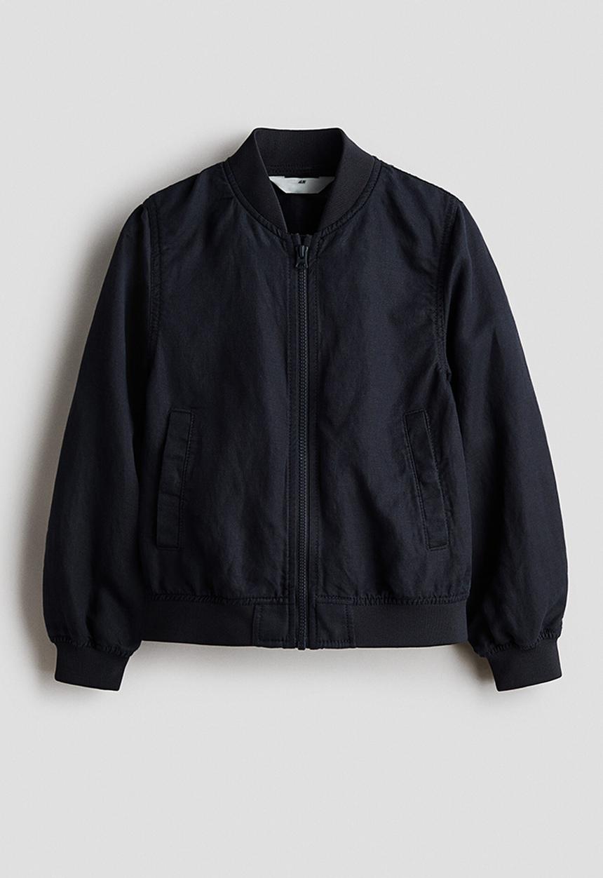 H&M - Linen-blend bomber jacket - navy blue