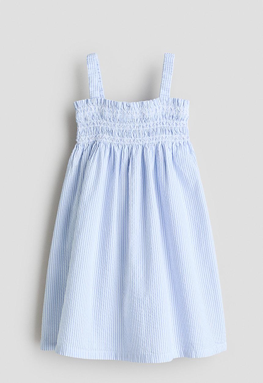 H&M - Smocked strappy dress - white/blue striped