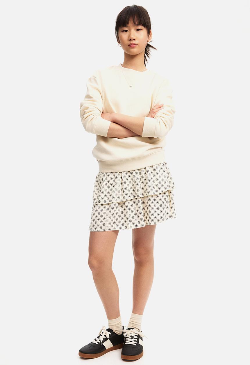 H&M - Patterned tiered skirt - light beige/patterned