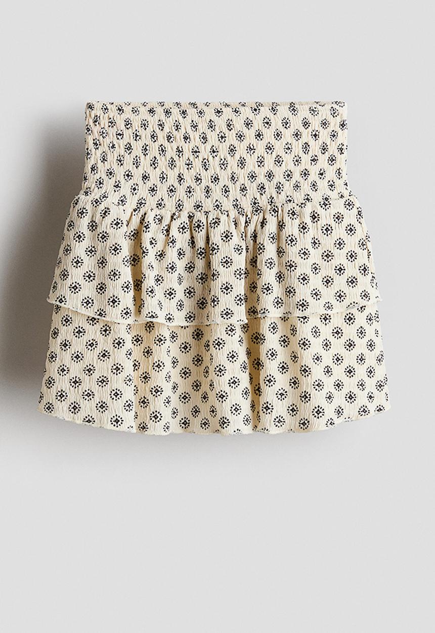 H&M - Patterned tiered skirt - light beige/patterned