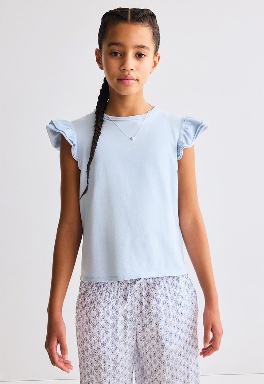 H&M - Flutter-sleeved top - light blue