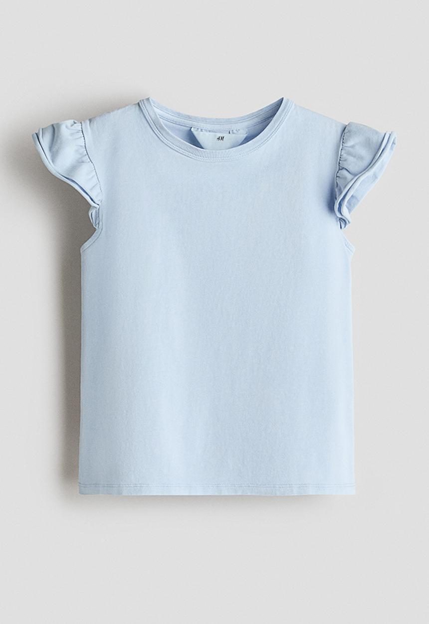 H&M - Flutter-sleeved top - light blue