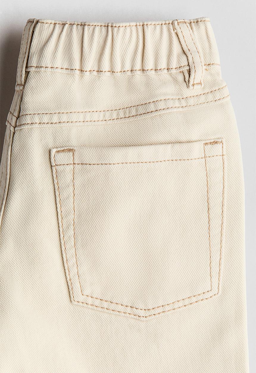 H&M - Embroidered twill shorts - light beige/palm trees